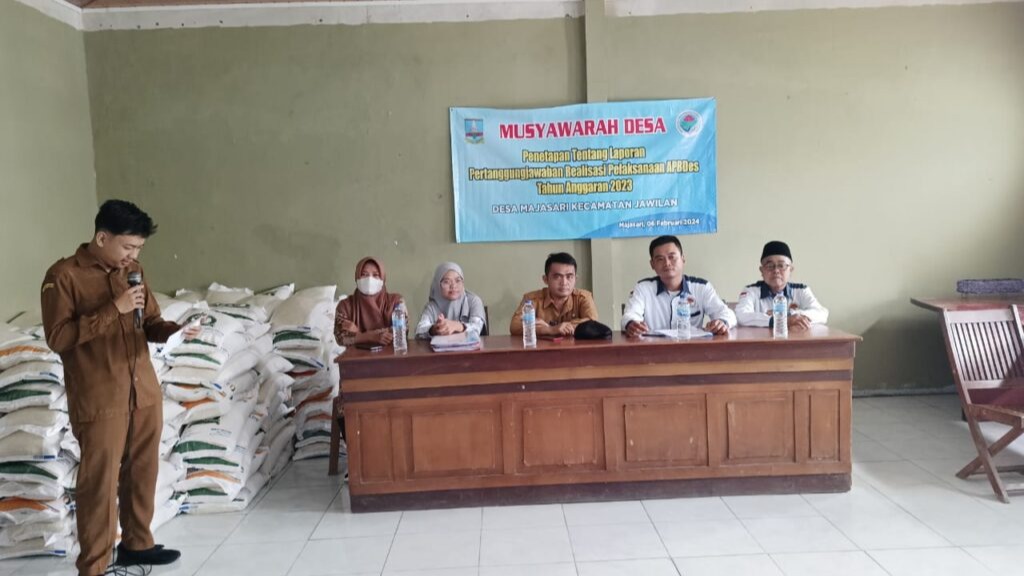Musyawarah Desa (MUSDES) Penetapan Tentang Laporan Pertanggungjawaban Realisasi Pelaksanaan APBDes Tahun Anggaran 2023 Desa Majasari Keamatan Jawilan